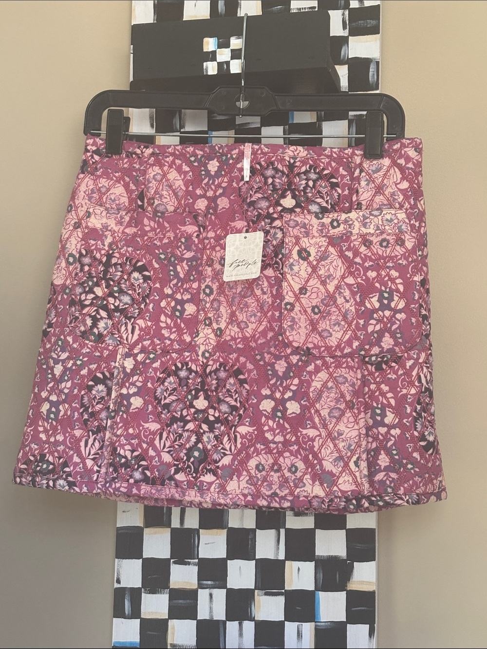 Free People Pink Patchwork Floral Mini Skirt